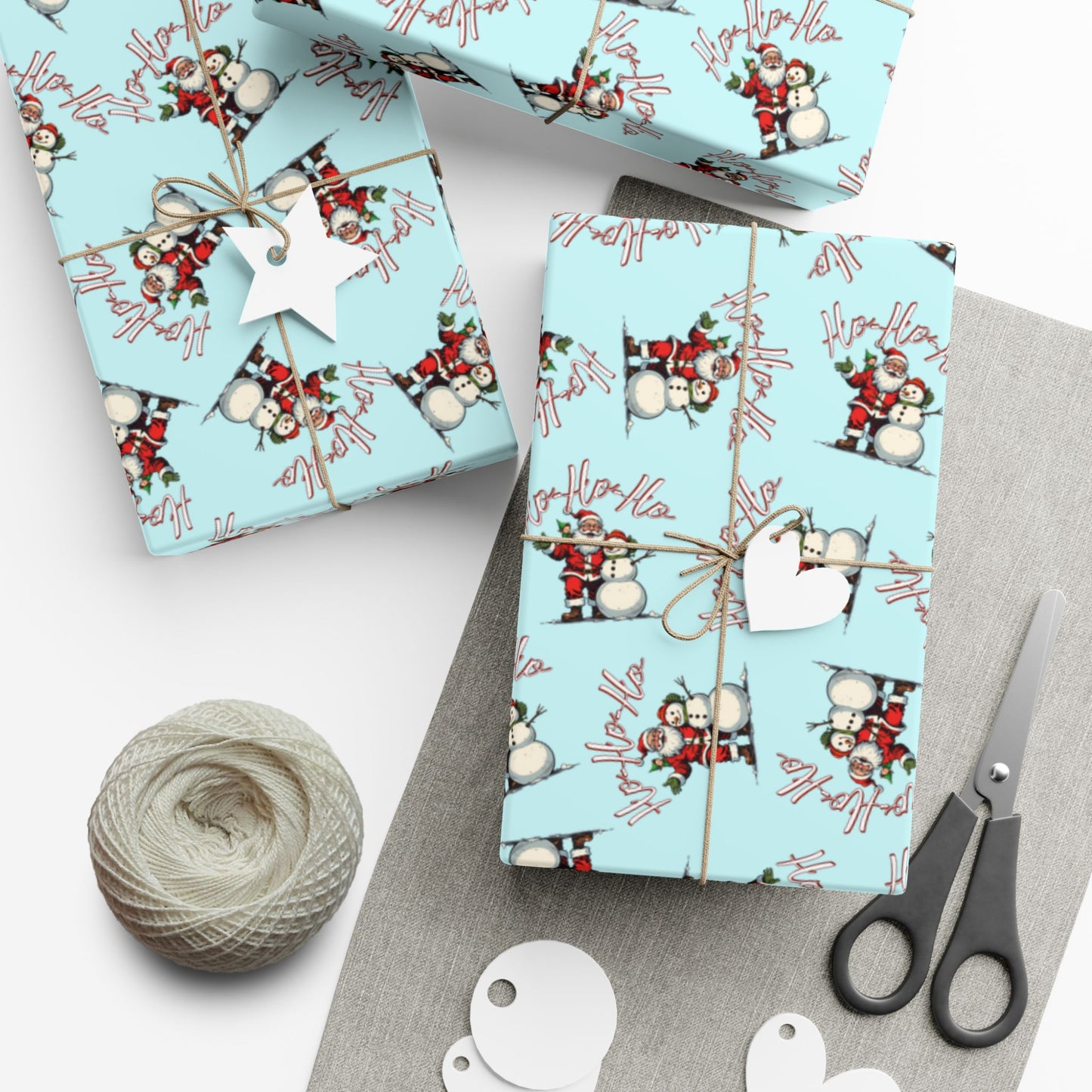 Christmas Snowman Gift Wrap Paper – Light Blue Holiday Wrapping Sheets
