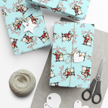 Christmas Snowman Gift Wrap Paper – Light Blue Holiday Wrapping Sheets