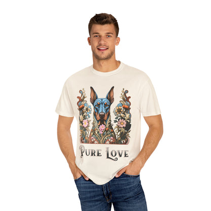 Pure Love Dog Art Unisex T-Shirt - Vibrant Floral Design