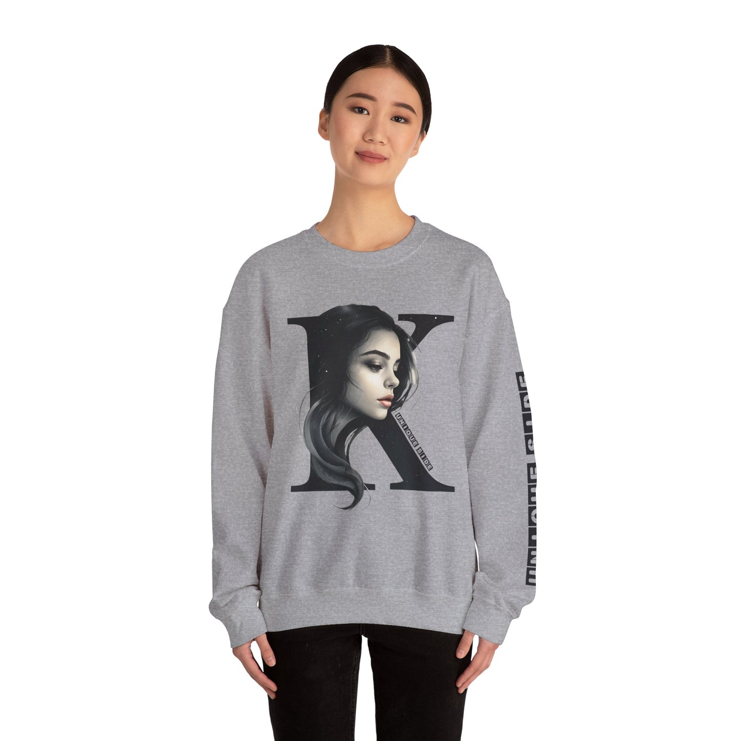 Letter K, Stylish Artistic Sweatshirt, Trendy Crewneck, Graphic Sweater, Cozy Unisex Top, Unique Gift for Art Lovers, Everyday Comfort