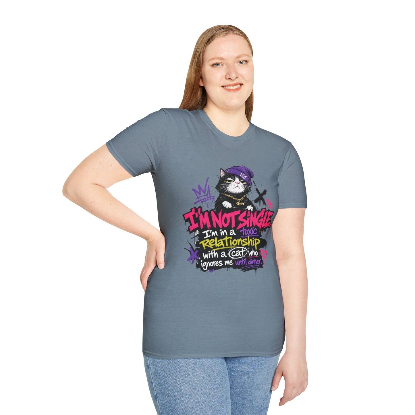 T‑Shirt — “I’m Not Single: I’m in a Toxic Relationship with a Cat” Graphic Tee