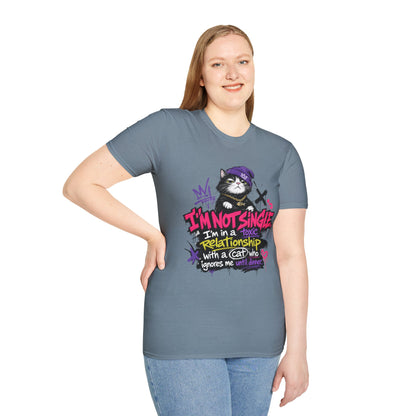 T‑Shirt — “I’m Not Single: I’m in a Toxic Relationship with a Cat” Graphic Tee