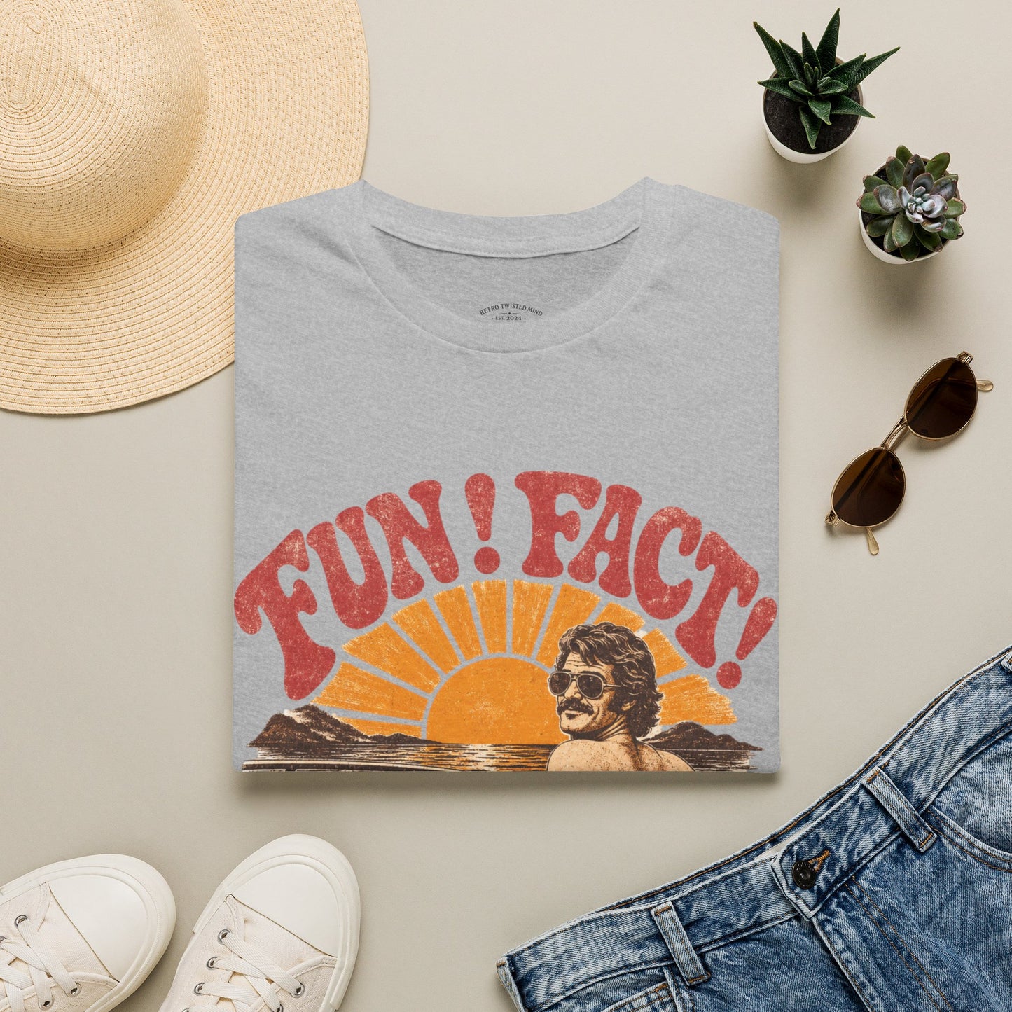Retro 'FUN! FACT!' Surf Tee — Vintage Sunset Beach Graphic T-Shirt