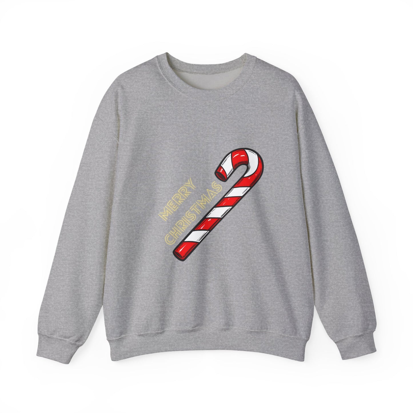 Christmas Candy Cane Crewneck Sweatshirt — "Merry Christmas" Holiday Sweater