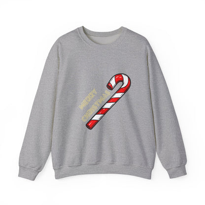 Christmas Candy Cane Crewneck Sweatshirt — "Merry Christmas" Holiday Sweater