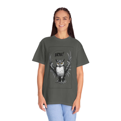 Owl Graphic T-Shirt — 'WOW!' Illustrated Night Owl Tee