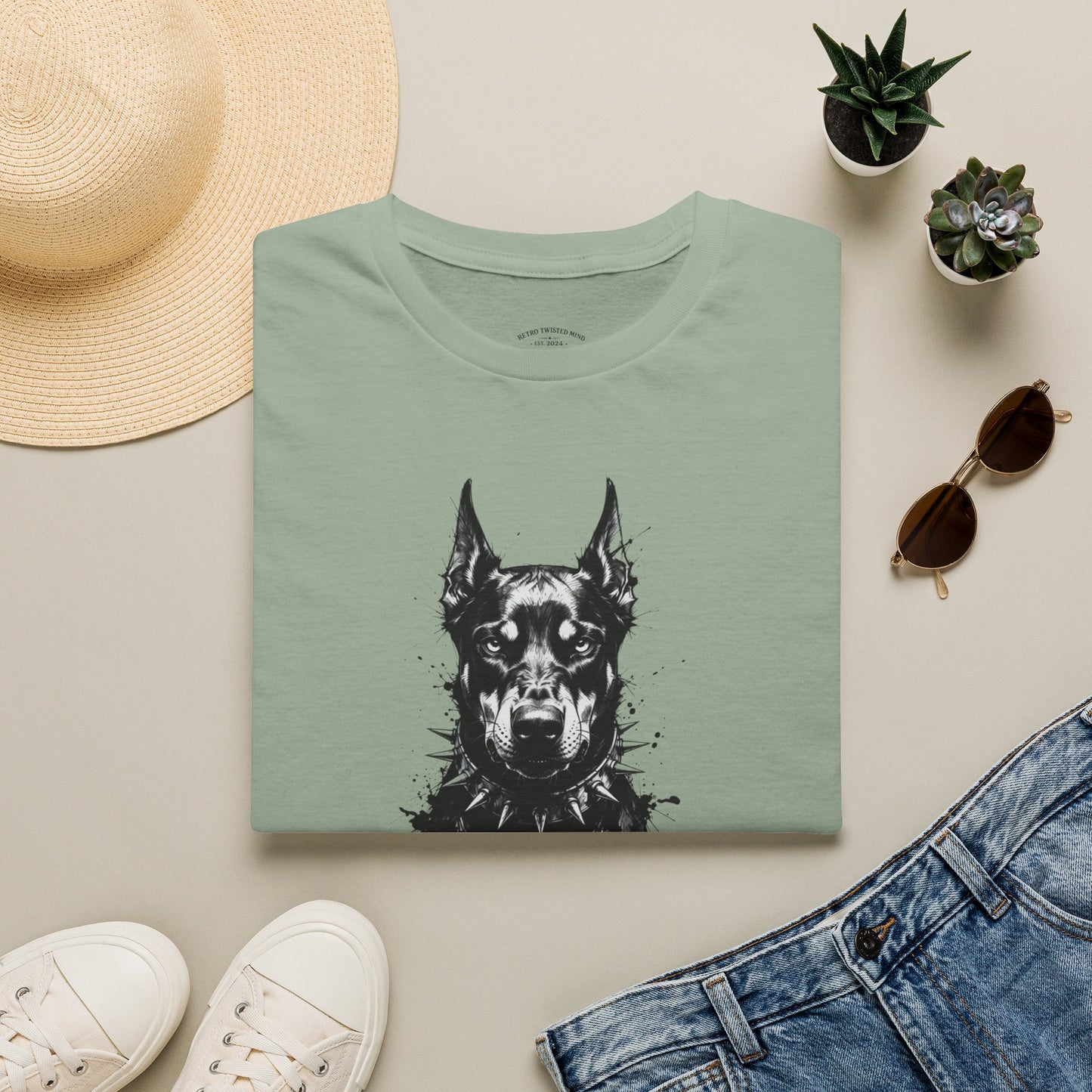 Doberman Portrait T-Shirt — "Warm Amour" Graphic Tee for Dog Lovers
