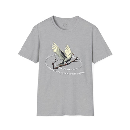 Hopeful Wings Unisex Softstyle T-Shirt - Inspirational Graphic Tee,dove,twisted