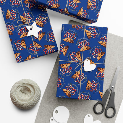 Firework Pattern Gift Wrap Paper — Festive Blue Wrapping Sheets for Celebrations