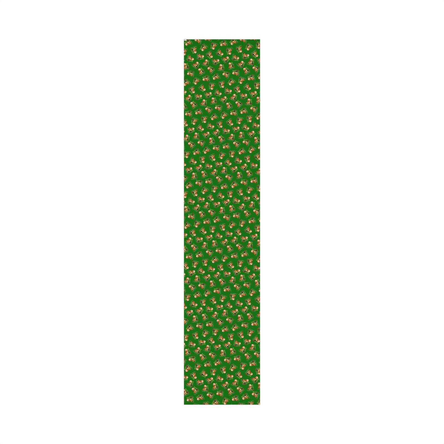 Christmas Puppy Gift Wrap Paper - Green Holiday Dog Wrapping Paper