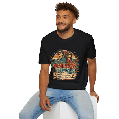 Vintage Human T-Shirt — Retro 70s Duo Graphic Tee