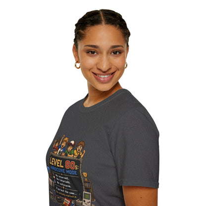 80s Level Up T-Shirt — 'Level 80s: Hardcore Mode' Retro Gaming Tee
