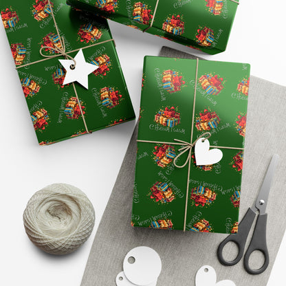 Christmas Gift Wrap Paper — Green Holiday Presents Pattern