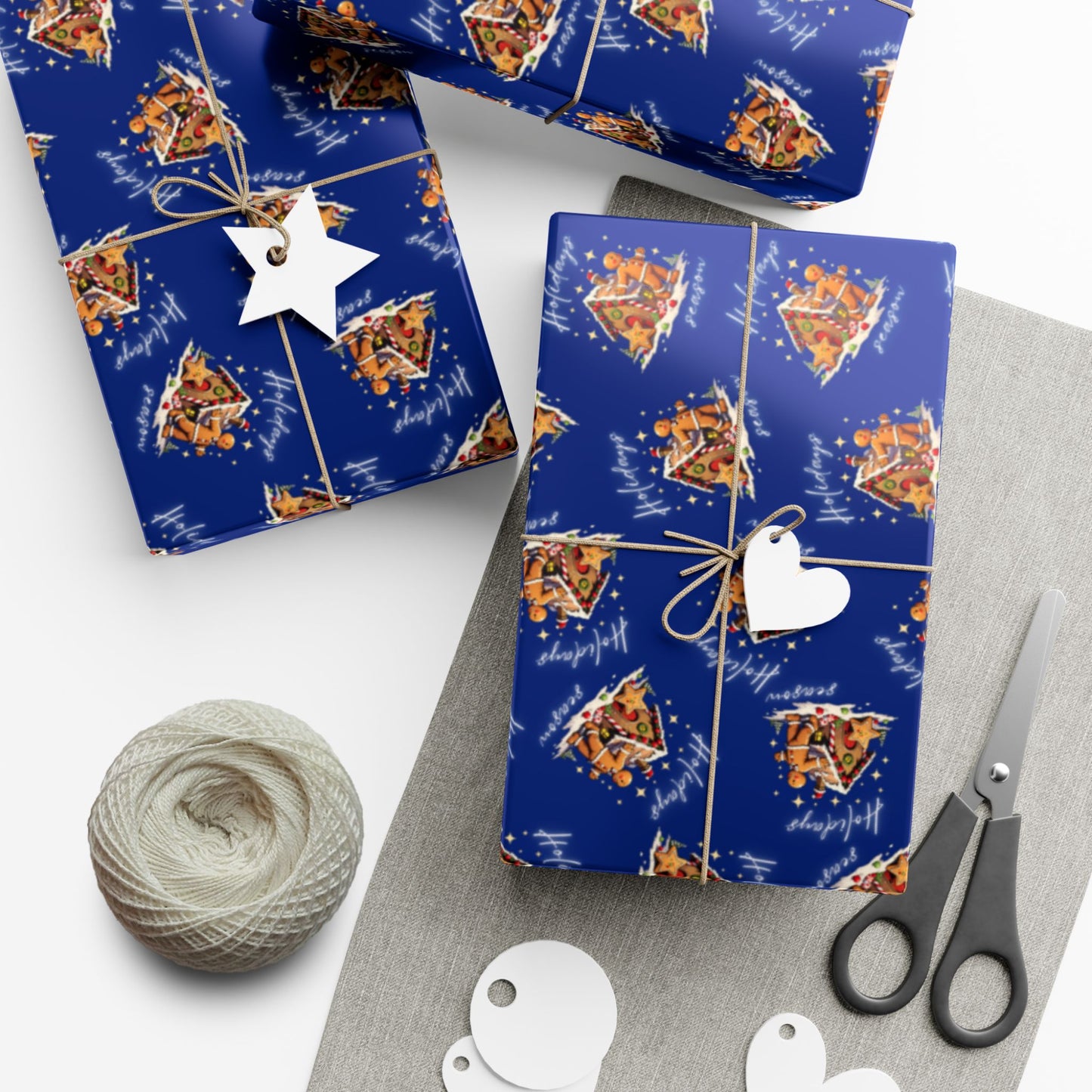 Copy of Gift Wrap — Blue Holiday Nativity Patterned Wrapping Paper