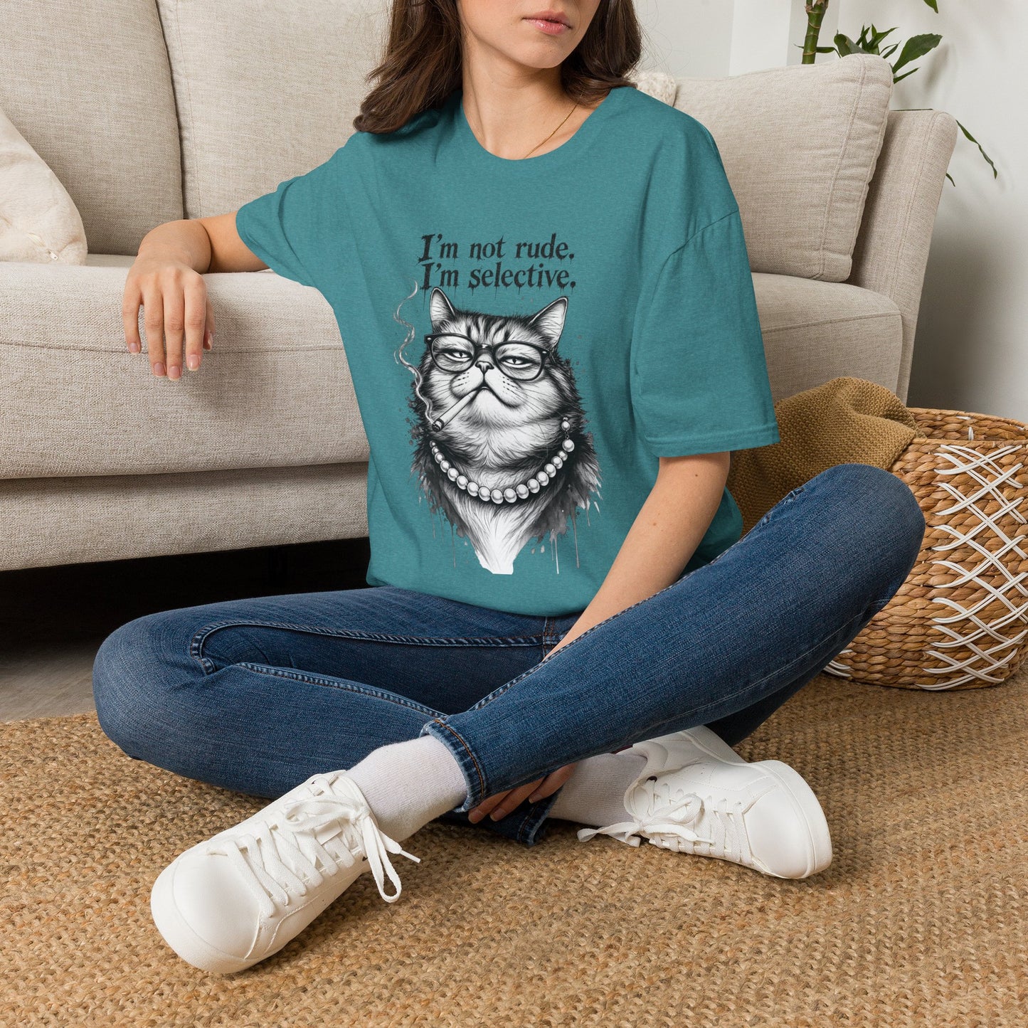 Cat Graphic T‑Shirt — "I'm Not Rude, I'm Selective" Funny Cat Tee