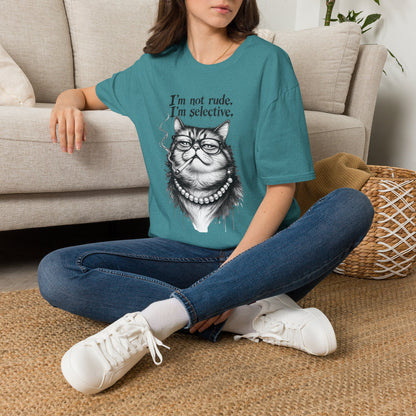 Cat Graphic T‑Shirt — "I'm Not Rude, I'm Selective" Funny Cat Tee