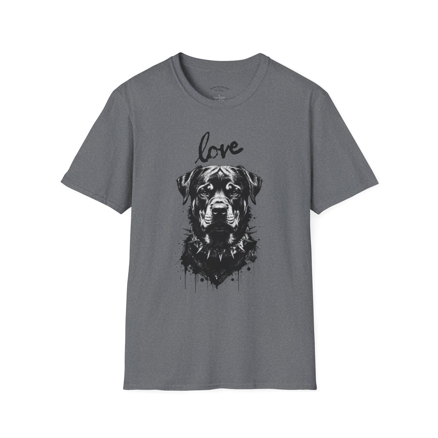 Love Rottweiler T-Shirt — Vintage Black Dog Portrait Tee for Dog Lovers