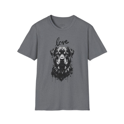 Love Rottweiler T-Shirt — Vintage Black Dog Portrait Tee for Dog Lovers
