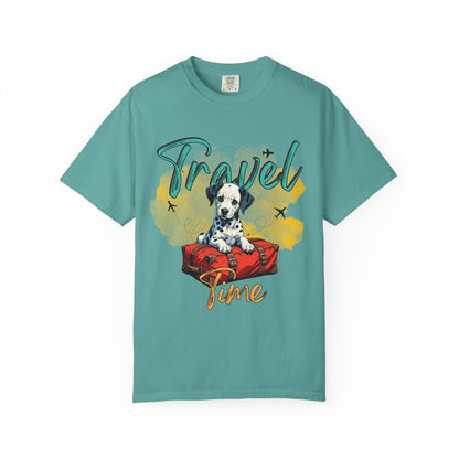 Travel Time Dog Graphic Unisex T-Shirt