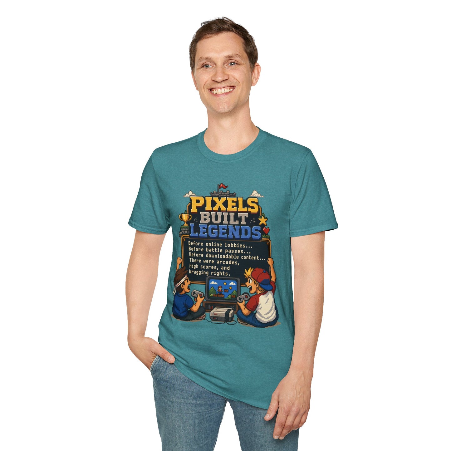 Pixels Built Legends T‑Shirt — Retro Gaming Nostalgia Tee