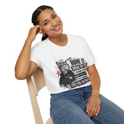 Cat T-Shirt — "Home Is Where My Cat Judges Me" Funny Graphic Tee