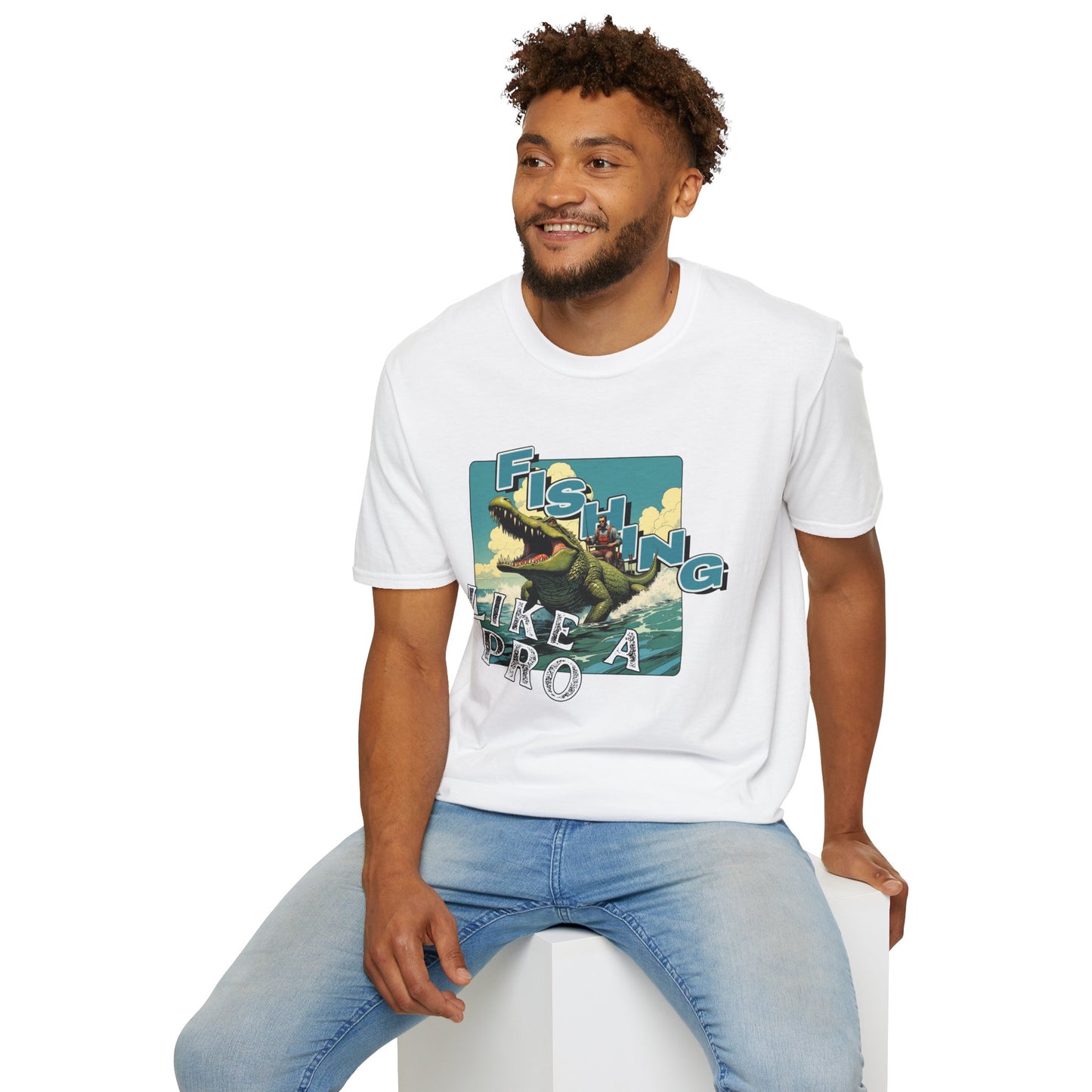 Fishing Like a Pro Unisex Softstyle T-Shirt - Perfect for Anglers & Outdoor Enthusiasts,gator