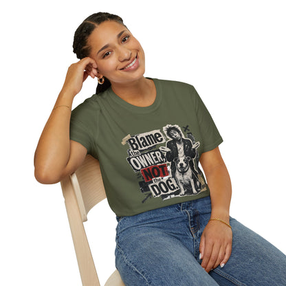 Blame the Owner Not the Dog T-Shirt - Funny Punk Dog Graphic Tee