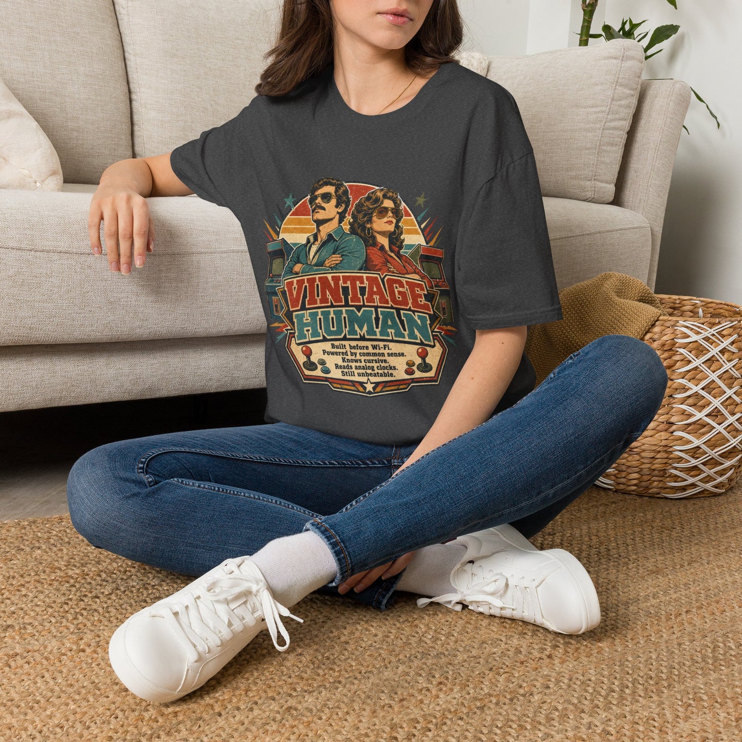 Vintage Human T-Shirt — Retro 70s Duo Graphic Tee