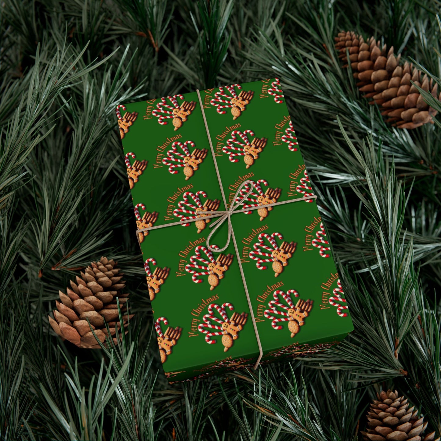 Christmas Gingerbread Tree Wrapping Paper — Holiday Gift Wrap Sheets