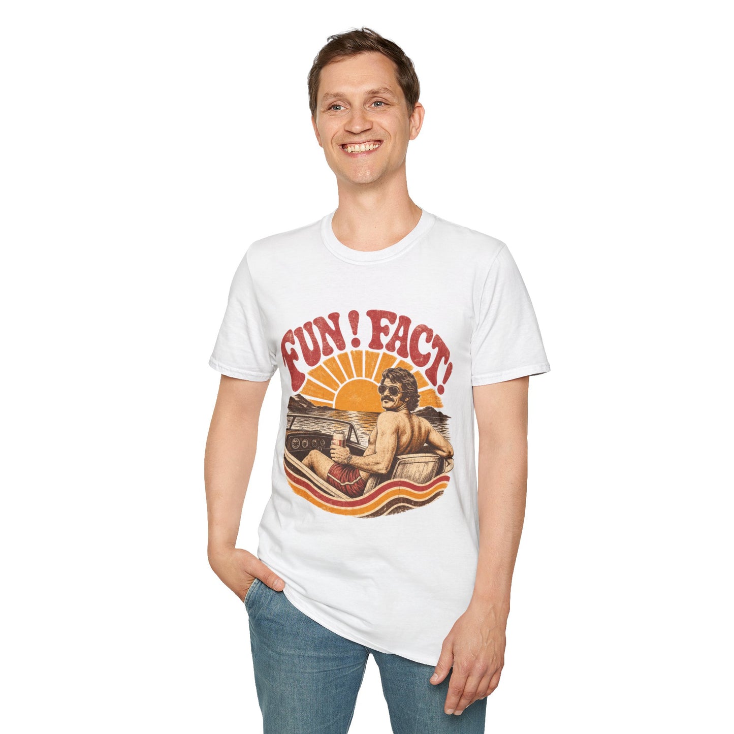 Retro 'FUN! FACT!' Surf Tee — Vintage Sunset Beach Graphic T-Shirt