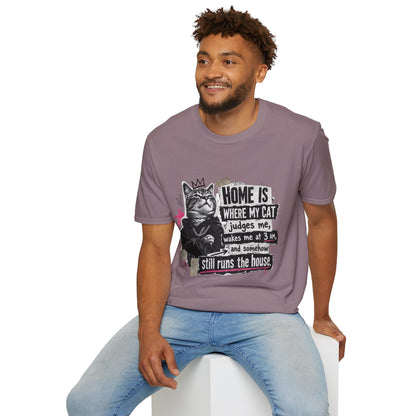 Cat T-Shirt — "Home Is Where My Cat Judges Me" Funny Graphic Tee
