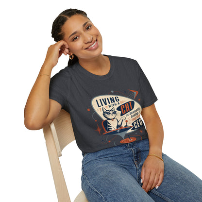 Cat T-Shirt — "Living with a Cat is Basically Having a Furry CEO" Retro Graphic