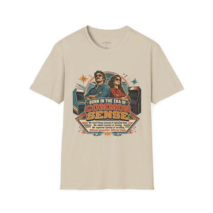 Born in the Era of Common Sense T-Shirt — Retro 70s Vintage Political Graphic Tee