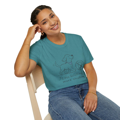 Less Scrolling, More Strolling Dog T-Shirt