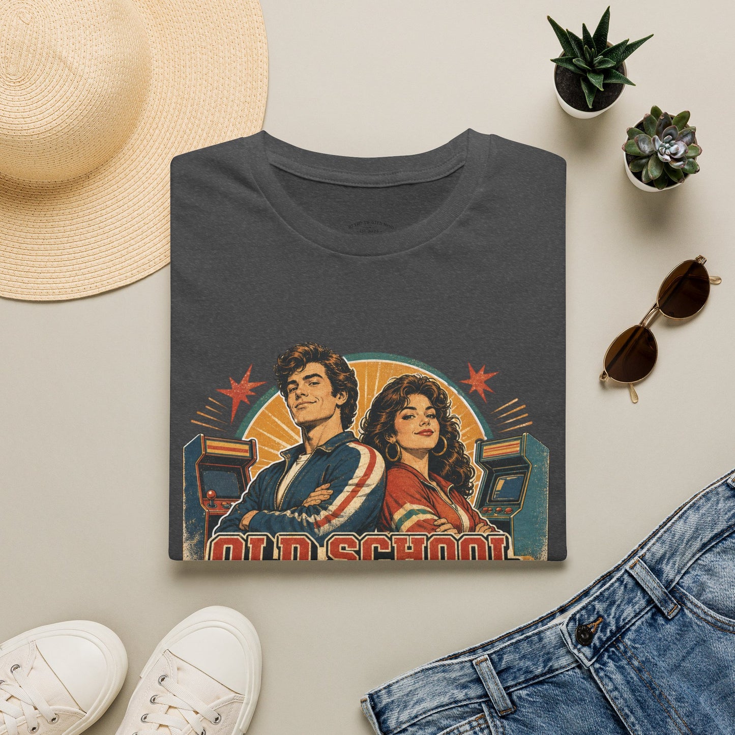 T-Shirt — Retro 'Old School' Arcade Couple Vintage Gamer Tee