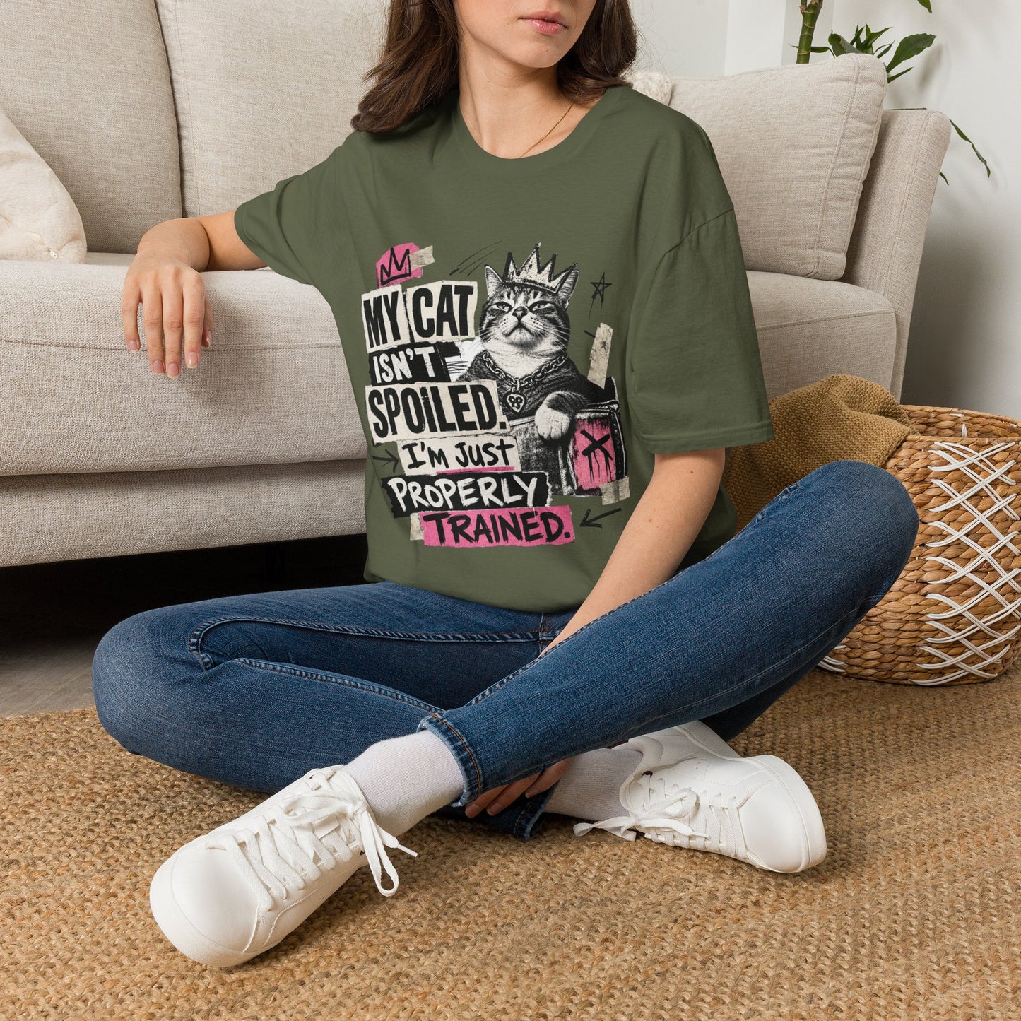 Cat T-Shirt — “My Cat Isn’t Spoiled, I’m Just Properly Trained” Graphic Tee