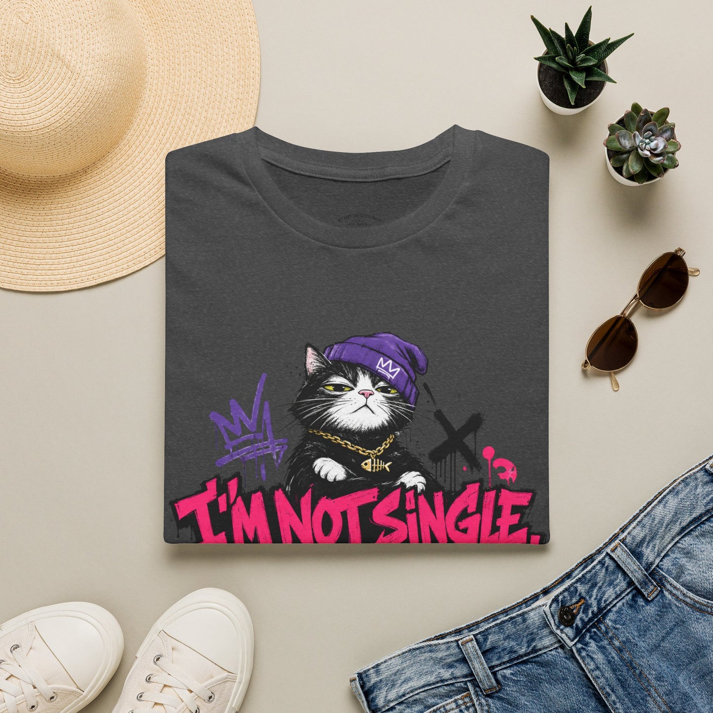 T‑Shirt — “I’m Not Single: I’m in a Toxic Relationship with a Cat” Graphic Tee