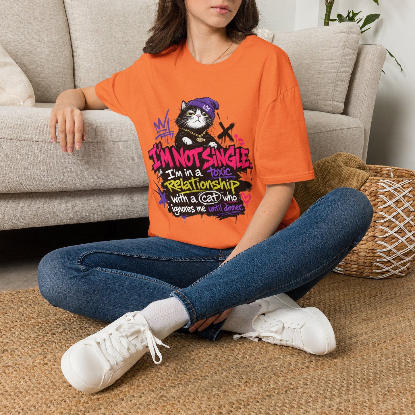T‑Shirt — “I’m Not Single: I’m in a Toxic Relationship with a Cat” Graphic Tee