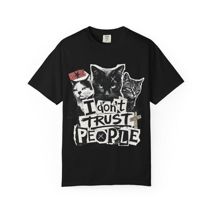 I Don’t Trust People Cat T-Shirt — Grunge Graphic Tee for Cat Lovers
