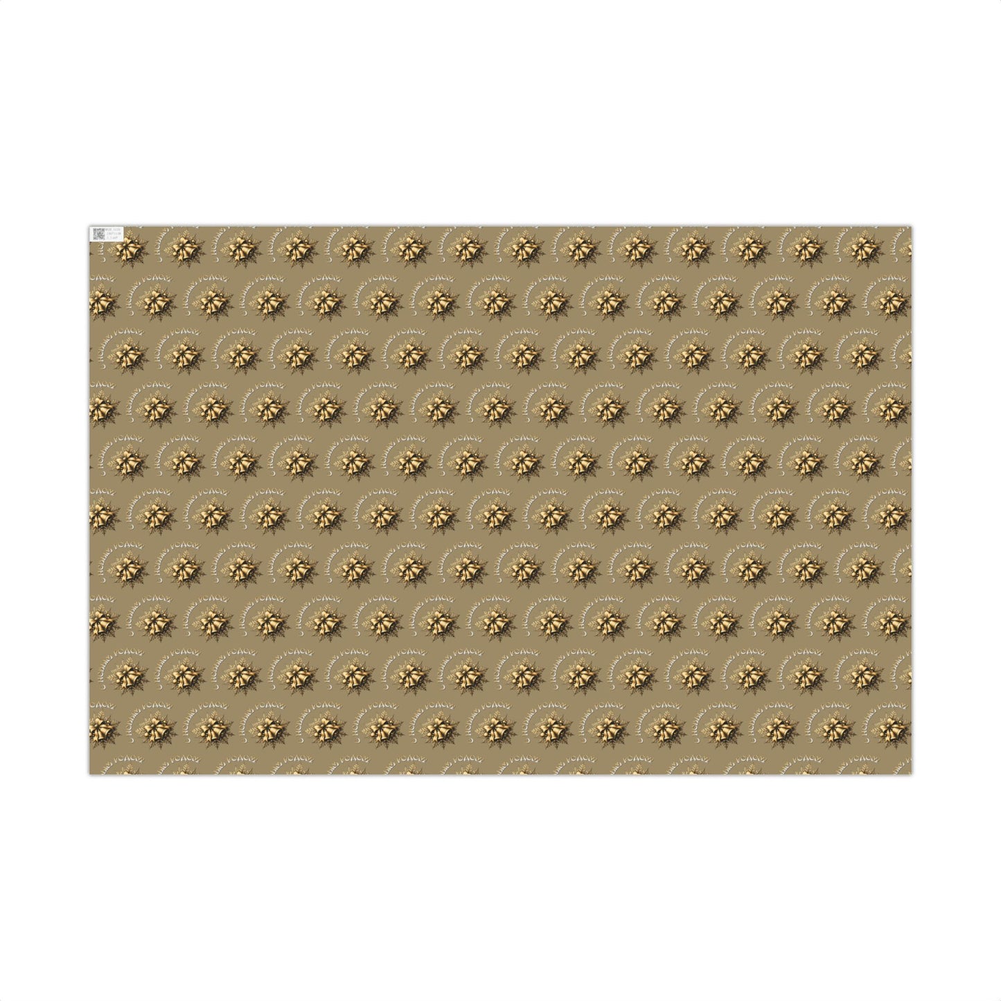 Wrapping Paper - Neutral Kraft Gold Bow Pattern Holiday Gift Wrap