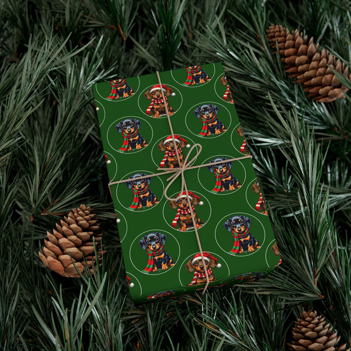 Christmas Dachshund Gift Wrap Paper — Cute Sausage Dog Holiday Wrapping Sheets