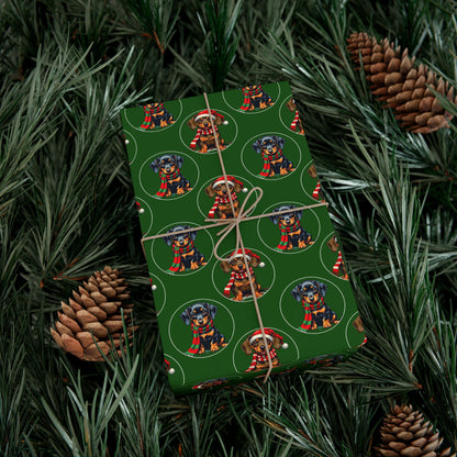 Christmas Dachshund Gift Wrap Paper — Cute Sausage Dog Holiday Wrapping Sheets