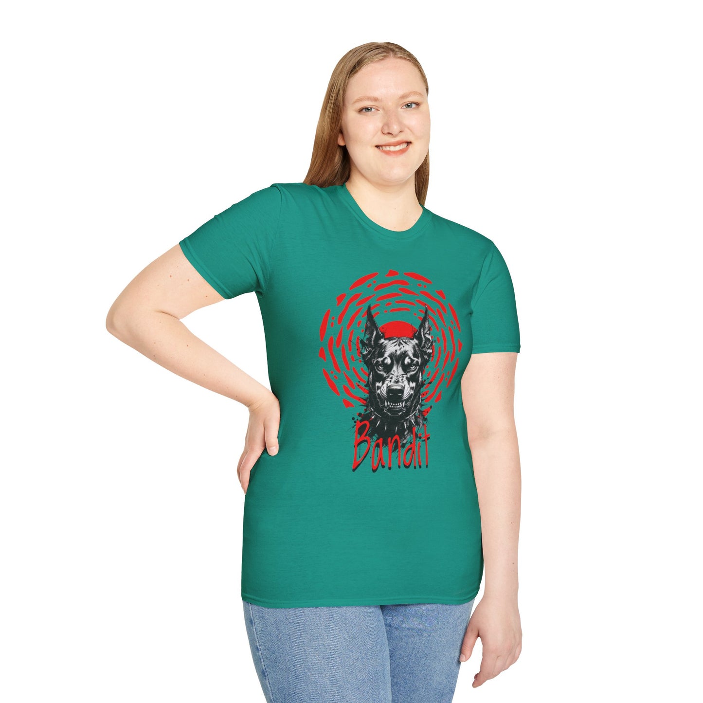 Doberman Graphic T-Shirt — Red Halo 'Bandit' Design