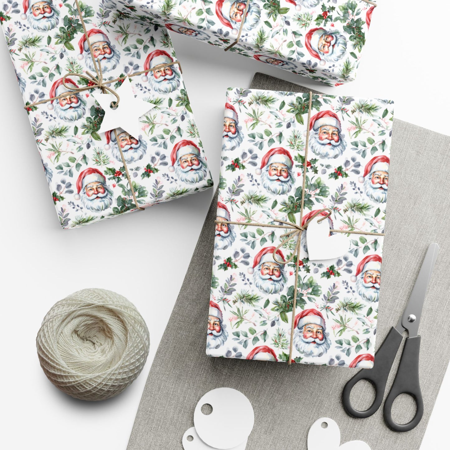Santa Face Holiday Gift Wrap Paper - Festive Christmas Wrapping Sheets
