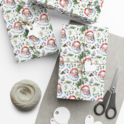 Santa Face Holiday Gift Wrap Paper - Festive Christmas Wrapping Sheets