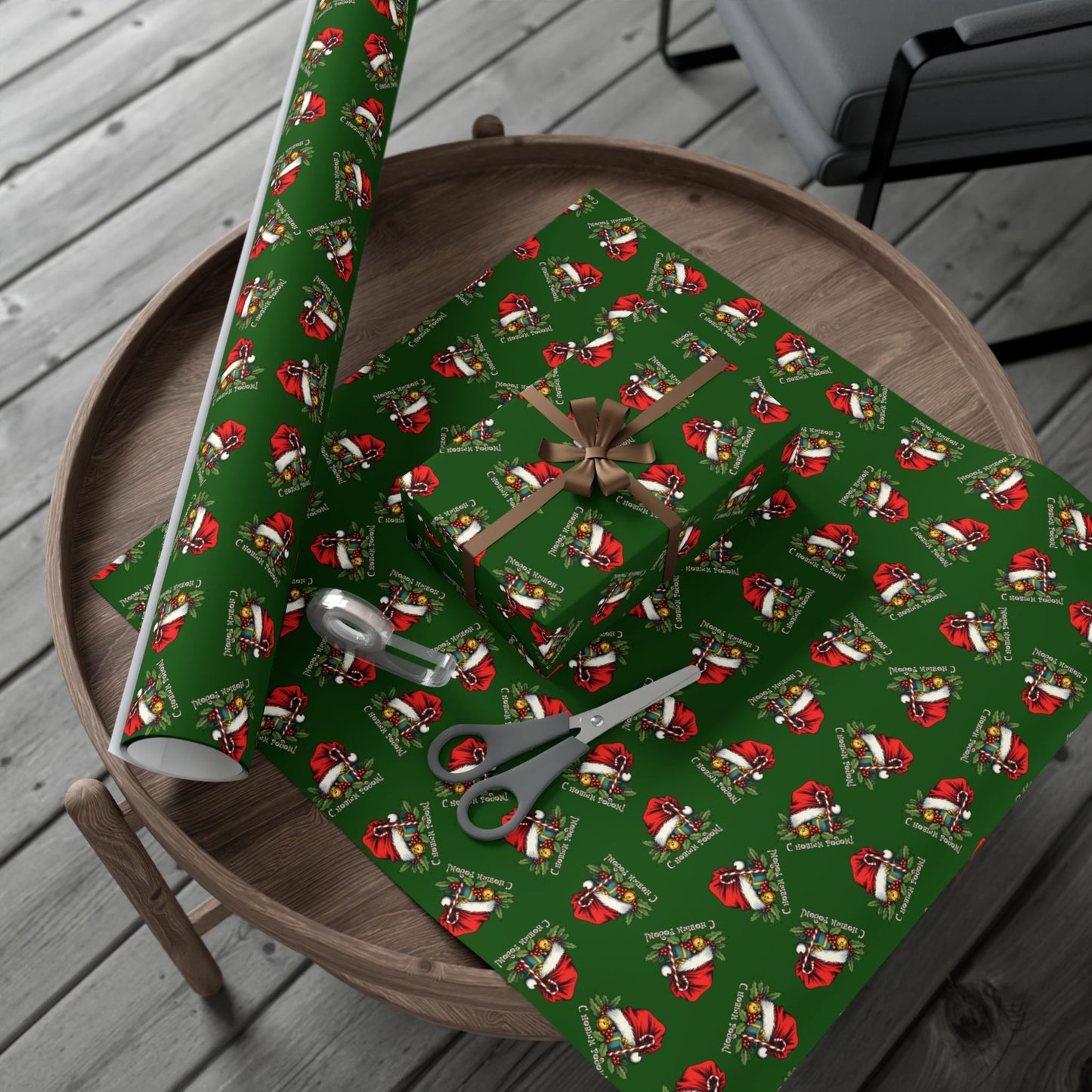 Christmas Santa Gift Wrap Paper — Festive Green Holiday Wrapping Sheets