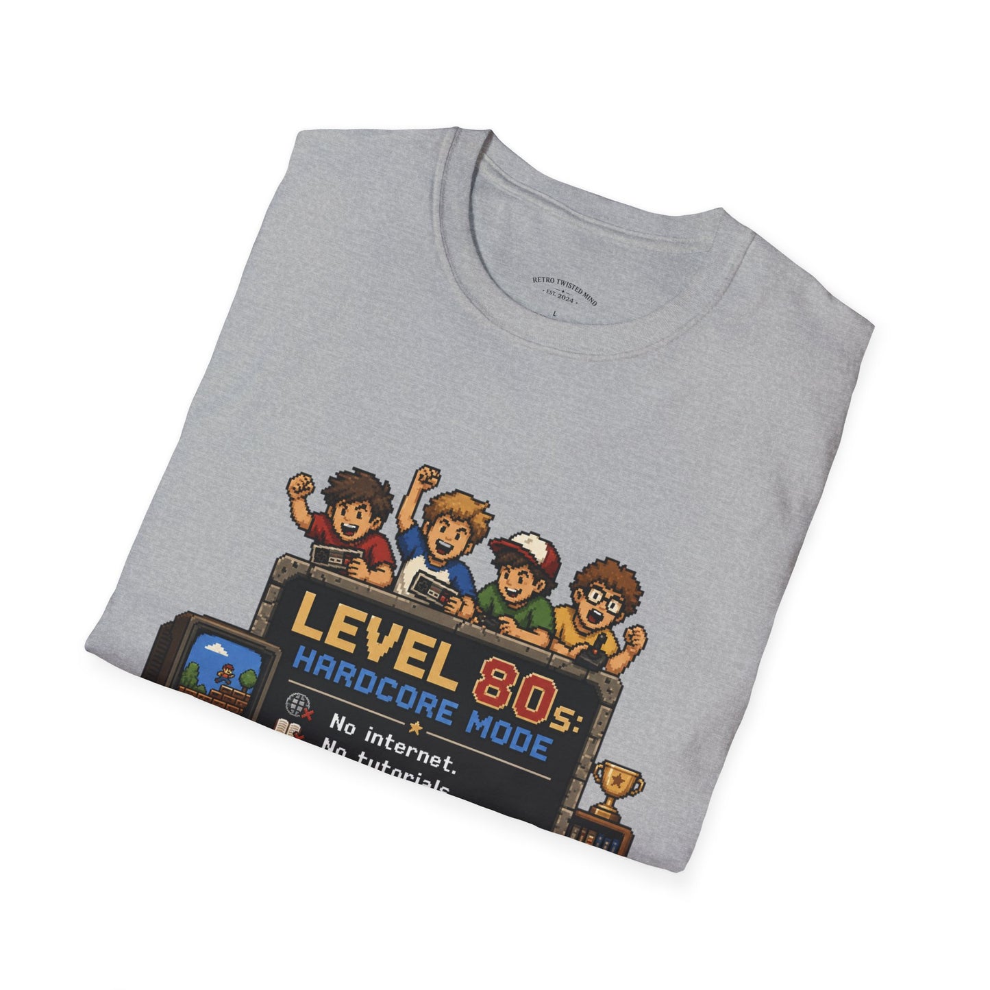 80s Level Up T-Shirt — 'Level 80s: Hardcore Mode' Retro Gaming Tee