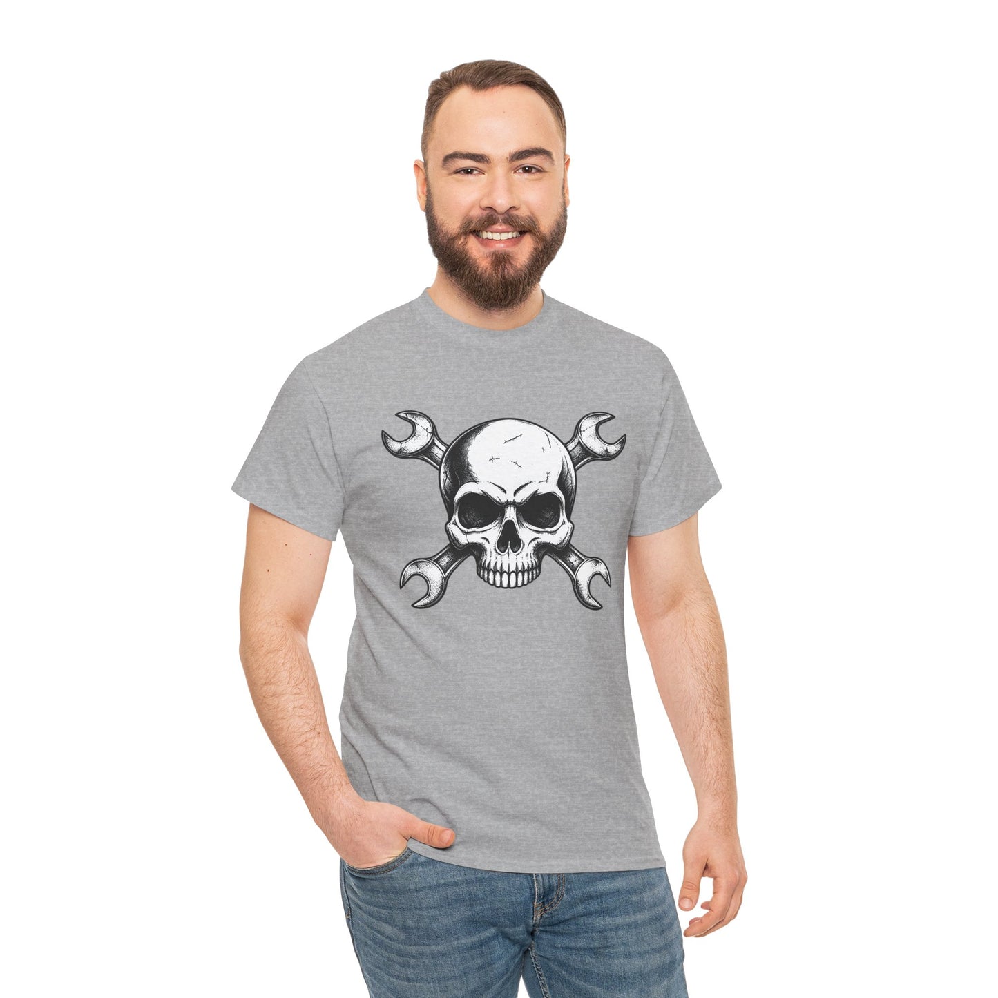 Mechanic Skull Tee — Wrench Crossbones Graphic T-Shirt