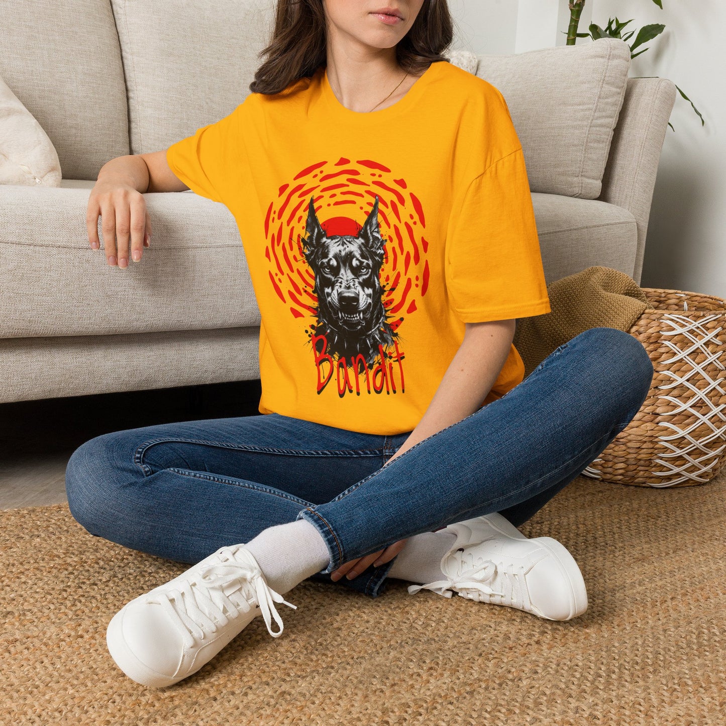 Doberman Graphic T-Shirt — Red Halo 'Bandit' Design