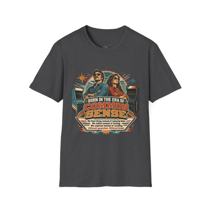 Born in the Era of Common Sense T-Shirt — Retro 70s Vintage Political Graphic Tee